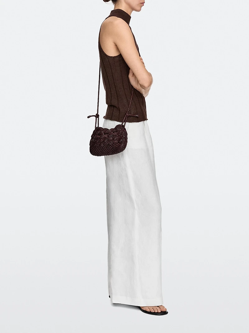 Nappa leather macramé pouch bag