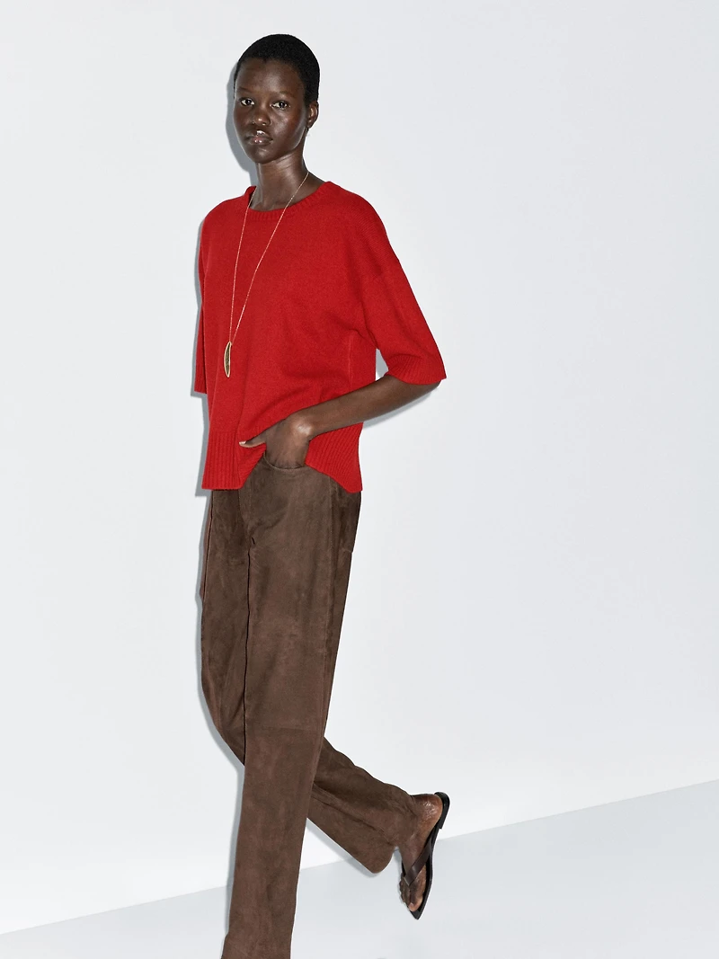 Wool blend crew neck sweater