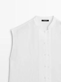 100% linen flowing shirt with button details