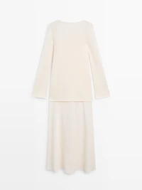 Double-layer knit dress with long sleeves