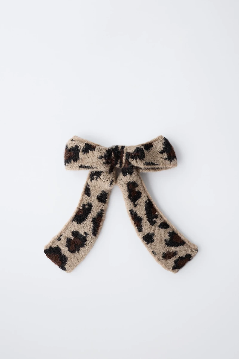 CHOUCHOU NŒUD EN MAILLE ANIMAL PRINT