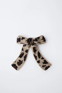 CHOUCHOU NŒUD EN MAILLE ANIMAL PRINT