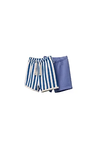 TWO-PACK OF STRIPED AND PLAIN BERMUDA SHORTS