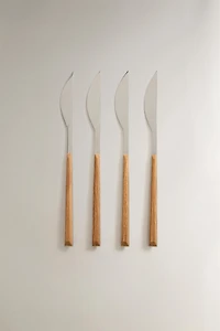 WOOD-EFFECT HANDLE KNIVES (PACK OF 4)