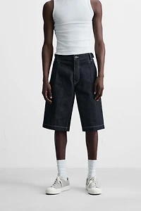 BELTED BAGGY FIT DENIM SHORTS