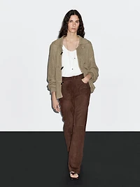 Mercerised cotton cardigan with horn button detail