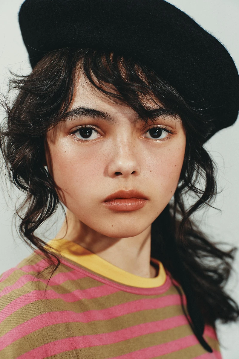 100% WOOL BERET WITH RIBBON