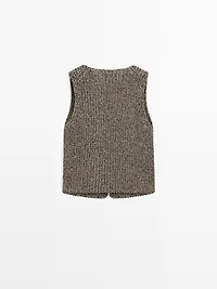 Veste sans manches en maille de coton mélangé à col V