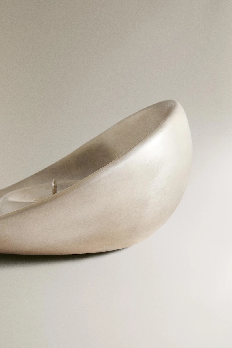 BOUGEOIR CÉRAMIQUE ARGENT NOËL