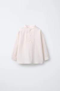 TEXTURED SHIRT WITH MANDARIN COLLAR
