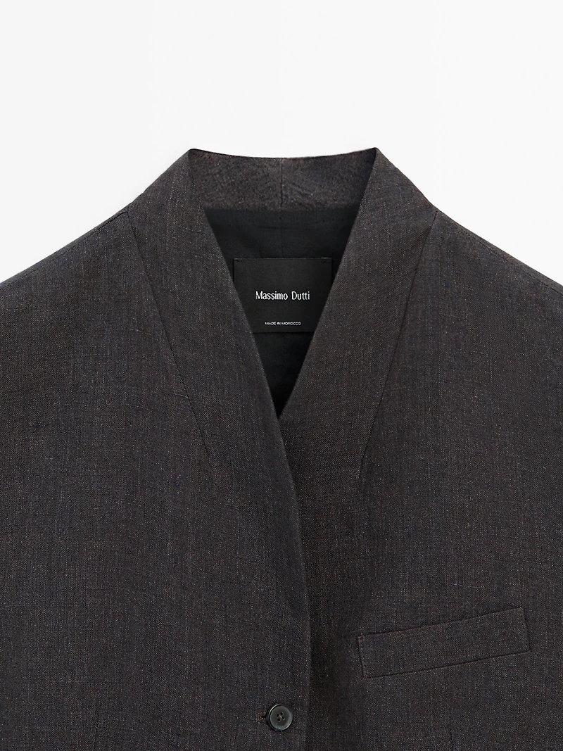 100% linen V-neck waistcoat