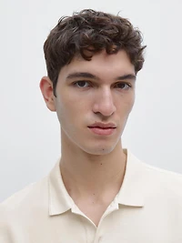 100% cotton textured knit polo shirt