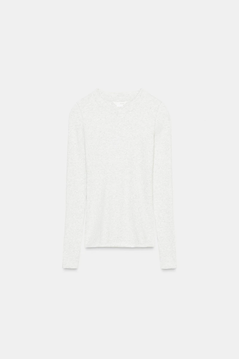 T-SHIRT CÔTELÉ À MANCHES LONGUES