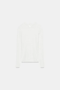 T-SHIRT CÔTELÉ À MANCHES LONGUES