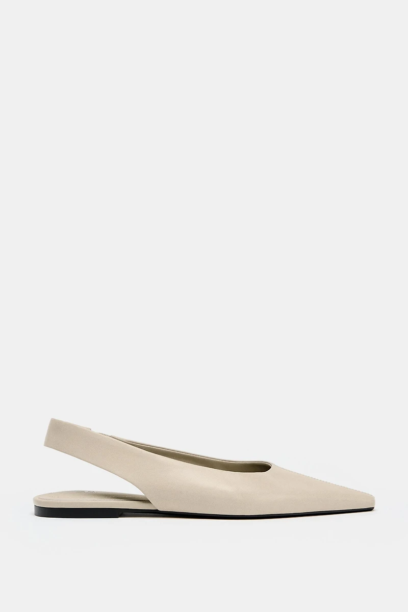 LEATHER SLINGBACK BALLET FLATS
