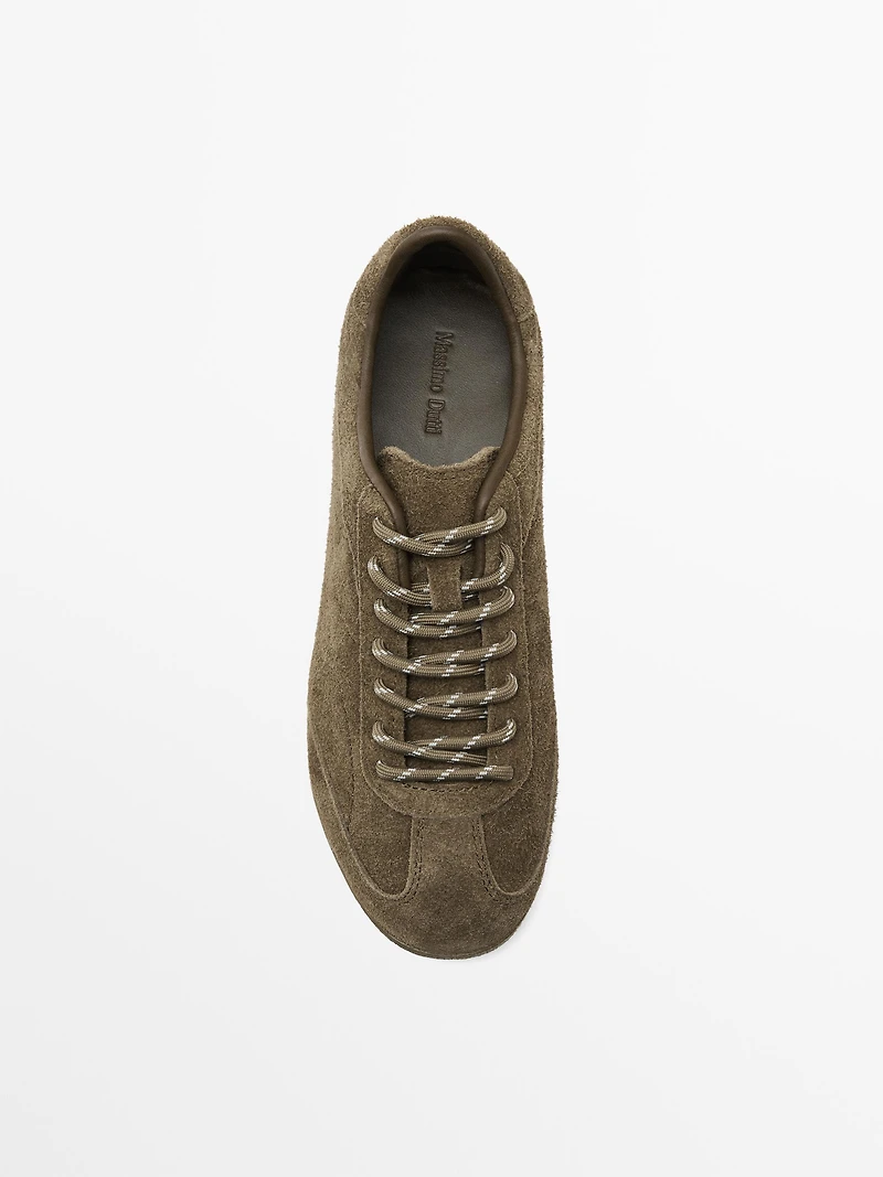 Split suede leather trainers