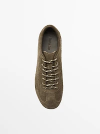 Split suede leather trainers
