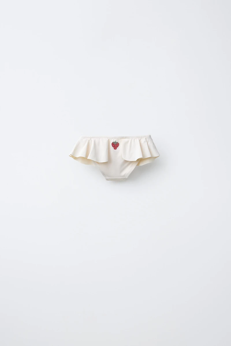 1-6 ANS/ LOT DE DEUX CULOTTES BAIN À VOLANTS ET FRAISES