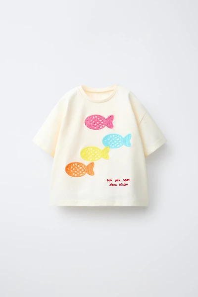 HAUT BRODÉ CROCHET POISSONS