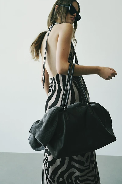 ANIMAL PRINT LONG HALTER DRESS