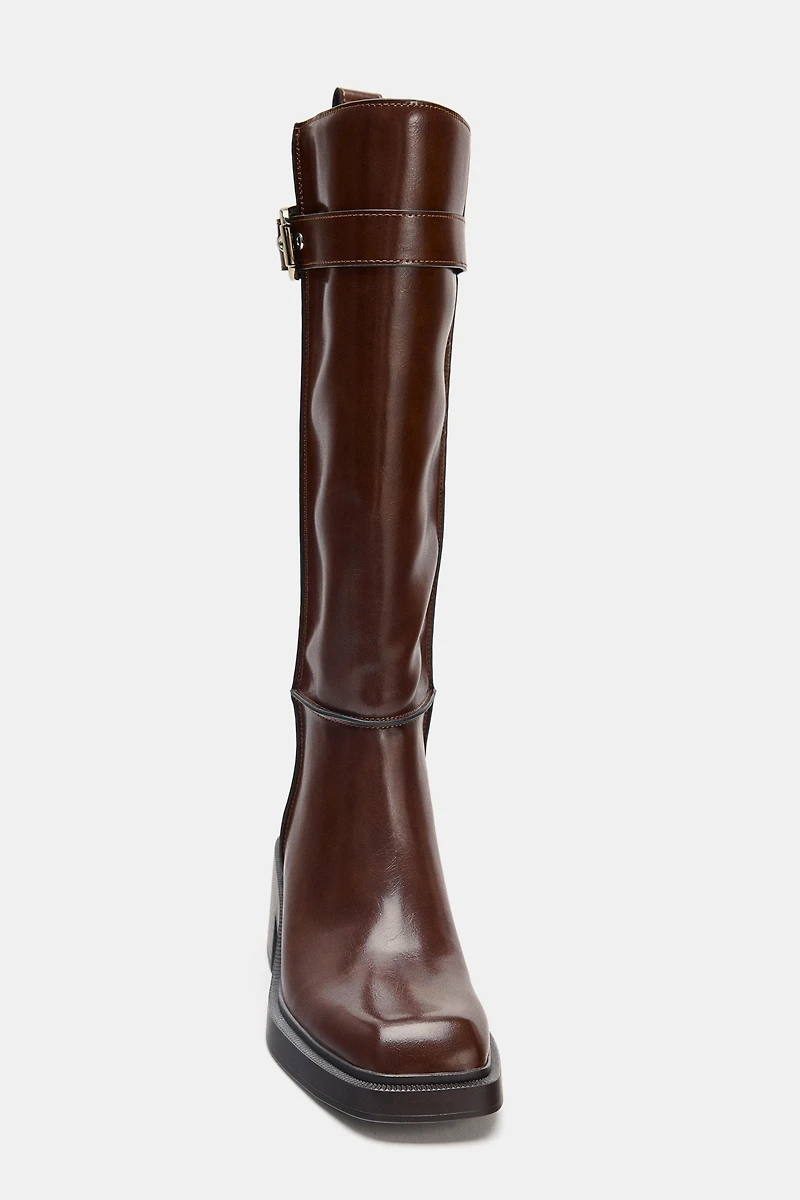 TOPSTITCHED HIGH-SHAFT BOOTS