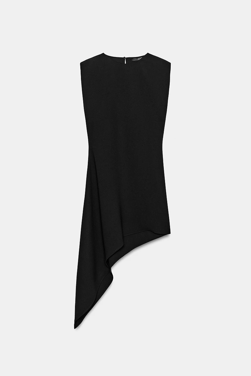 ASYMMETRIC SHORT DRESS WITH SHOULDER PADS