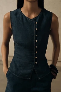 DOUBLE BREASTED LINEN VEST