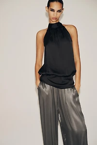 SATIN HALTER TOP