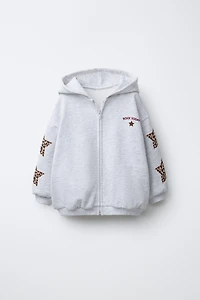 SWEAT À CAPUCHE PIÈCES ÉTOILES ANIMAL PRINT