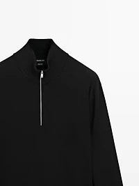 Mock neck knit sweater with zip