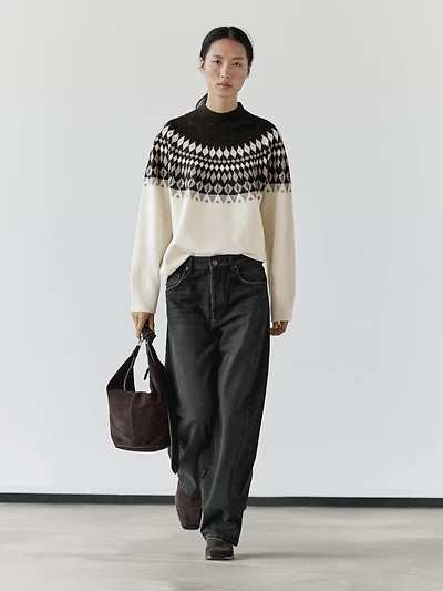 Pull en maille jacquard de laine mélangée