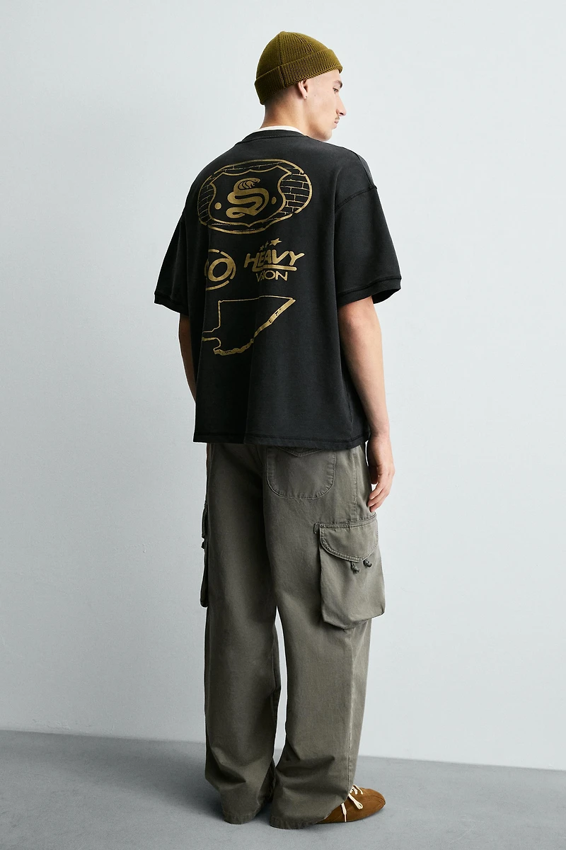 WASHED PRINTED GRAPHIC SWEATSHIRT