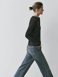 Wool blend henley neck T-shirt