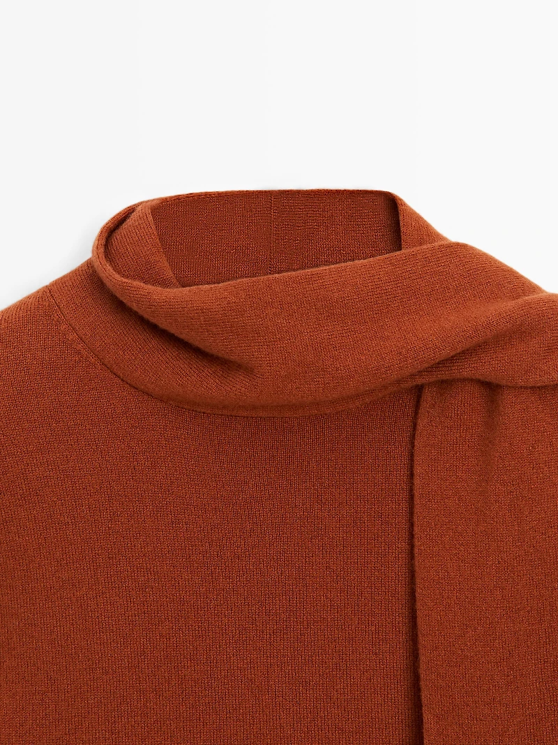 Wool blend sweater with scarf detail