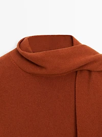 Wool blend sweater with scarf detail