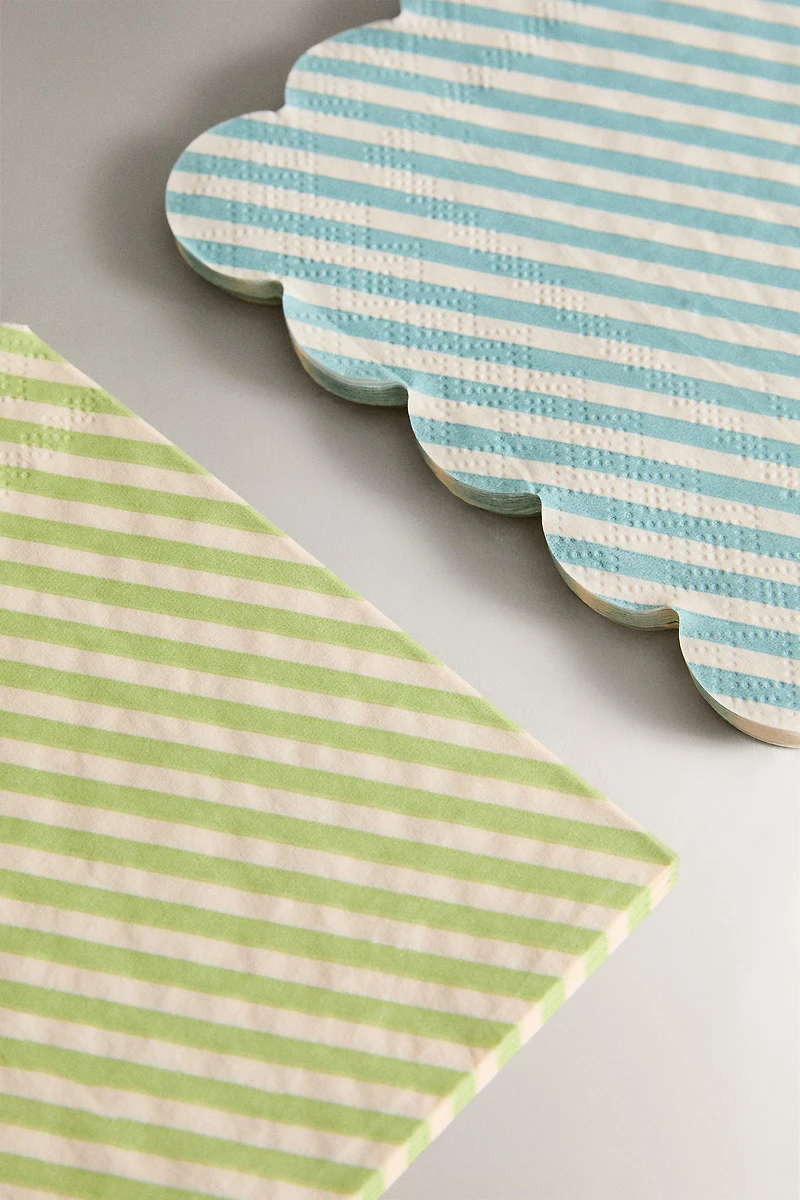 LOT SERVIETTES DE TABLE PAPIER RAYURES (LOT DE 30)