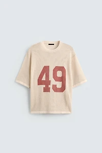 NUMBERED MESH KNIT T-SHIRT
