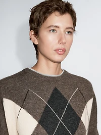 Pull à losanges en maille 100 % laine