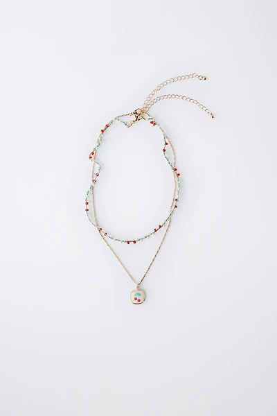 PACK OF TWO CHERRY BEAD NECKLACES