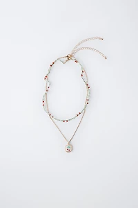 PACK OF TWO CHERRY BEAD NECKLACES