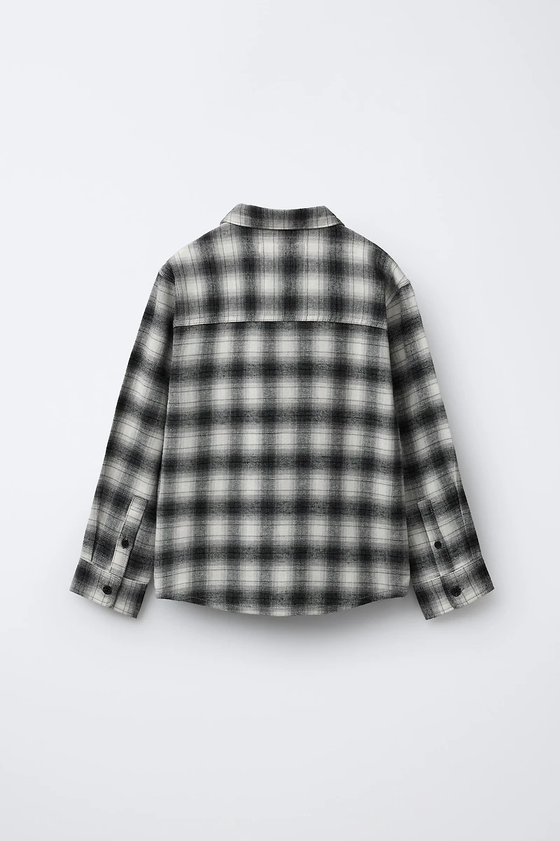 PLAID SHIRT WITH EMBROIDERED TEXT