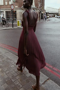 PLEATED MIDI DRESS