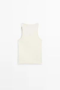 Top avec détail bijou en coton mélangé