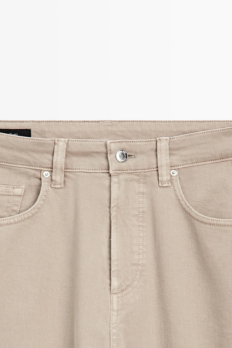 Lightweight tapered fit denim-effect trousers