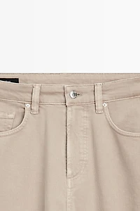 Lightweight tapered fit denim-effect trousers