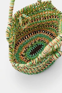 MINI SAC PANIER TRESSÉ À RAYURES