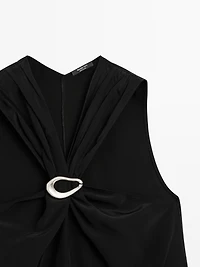Halter top with removable brooch detail