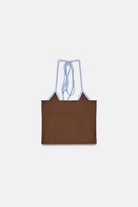 CONTRAST TRIM HALTER CROP TOP
