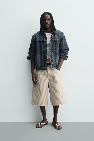 SHORT RELAXED FIT À RAYURES TENNIS
