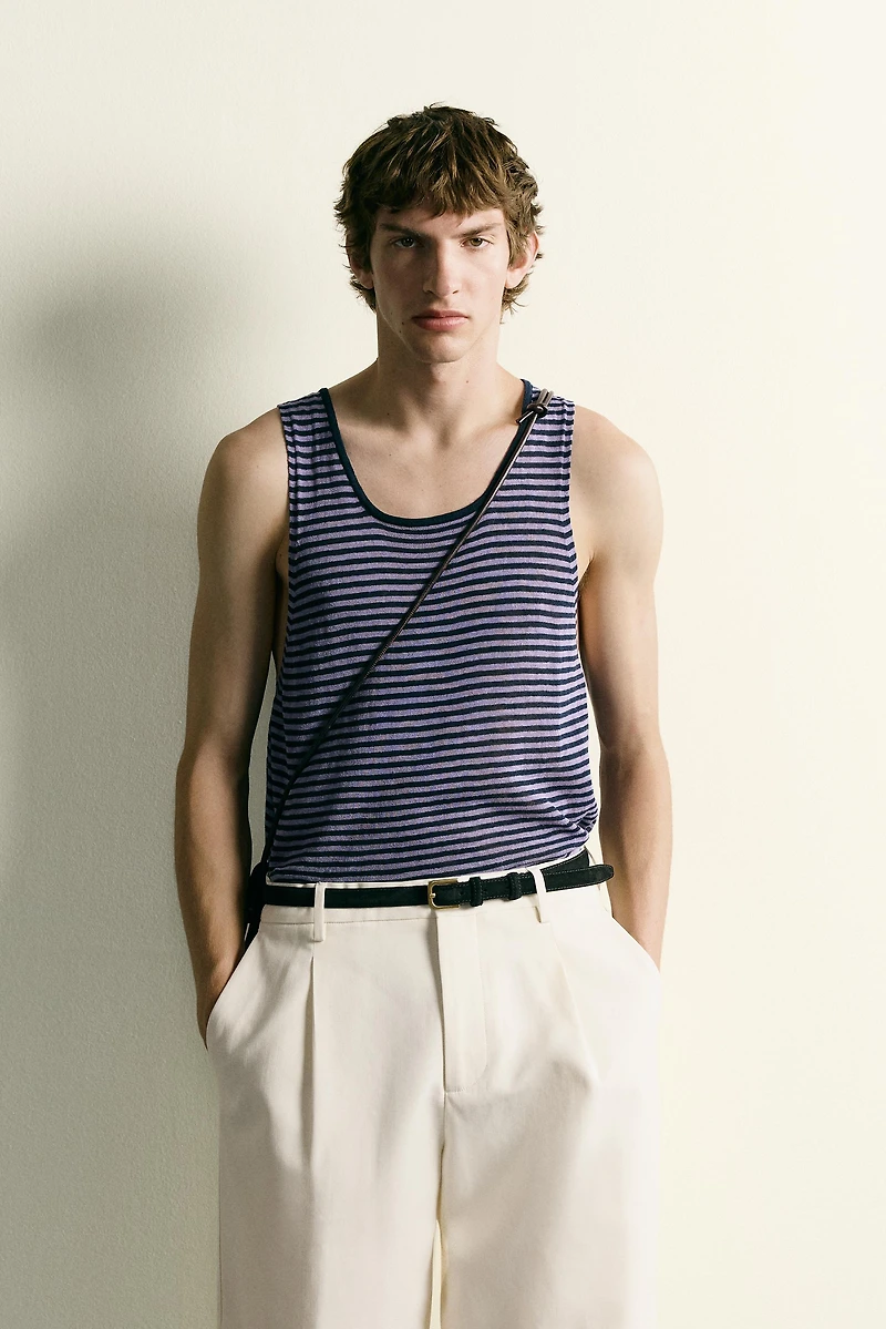 STRIPED JACQUARD KNIT TANK TOP